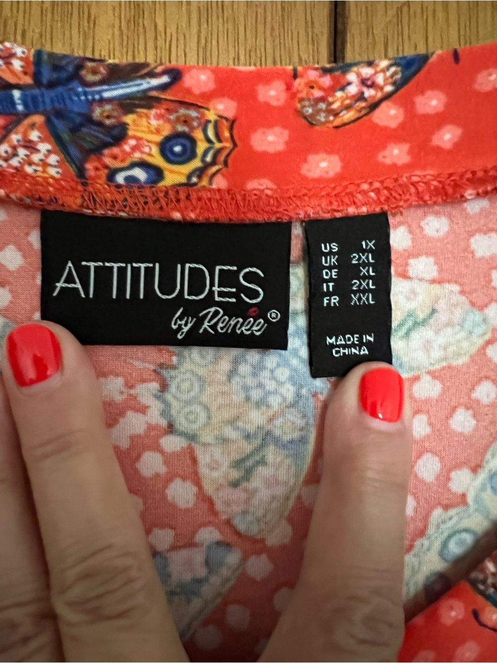 Attitudes by Renee Orange Butterfly Print V-neck Tunic - Picture 2 of 13